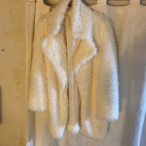 Pink Lily| Boston Proper Fuzzy White Jacket